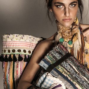 Κολιέ Δέρμα με Τιρκουάζ Πέτρες και Ημιπολύτιμους λίθους-1398